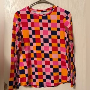 IBKUL Annalise Checkered Long Sleeve Crew Neck Golf Tennis Pickleball Small